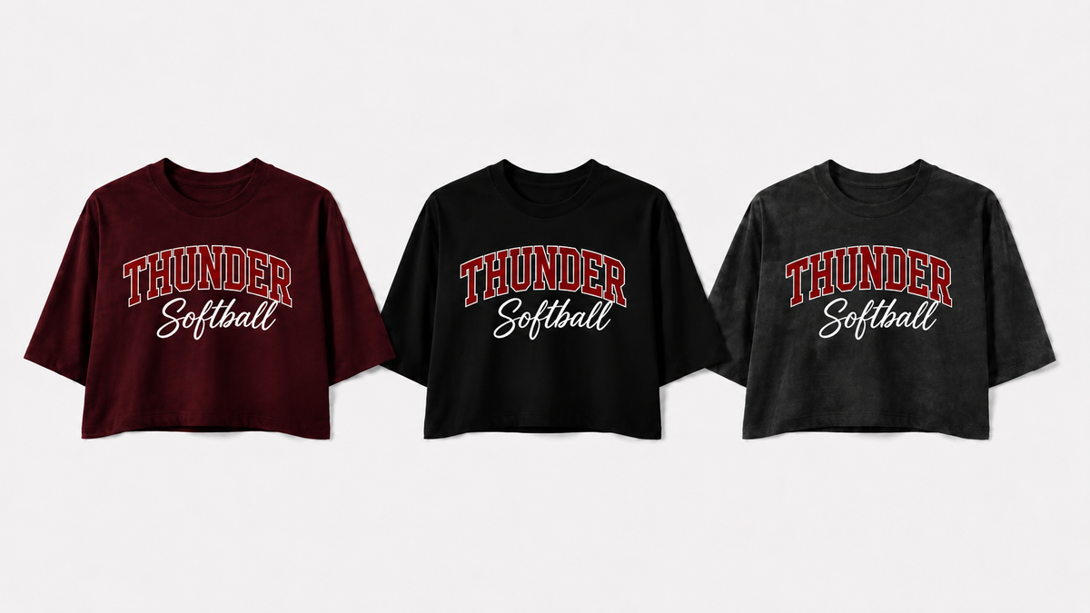 Thunder Softball- (Script Logo) Boxy Crop