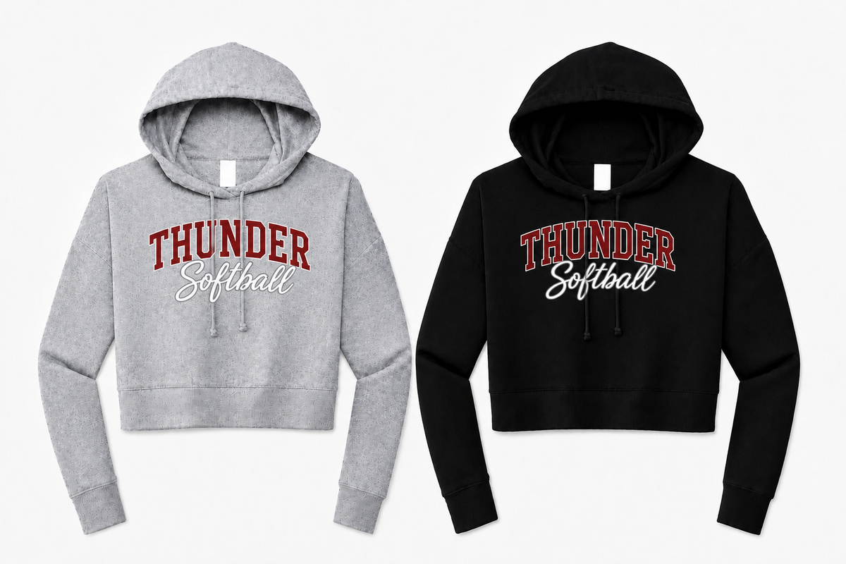 Thunder Softball- (Script Logo) Women's Crop Hoodie