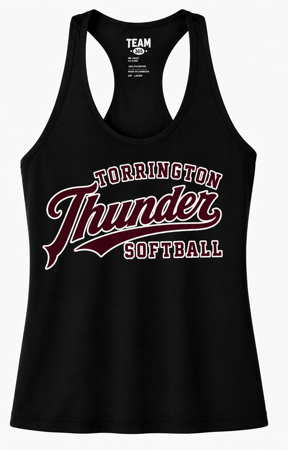 Torrington Thunder Softball - Women's Zone Team 365 Performance Racerback Tank - Black