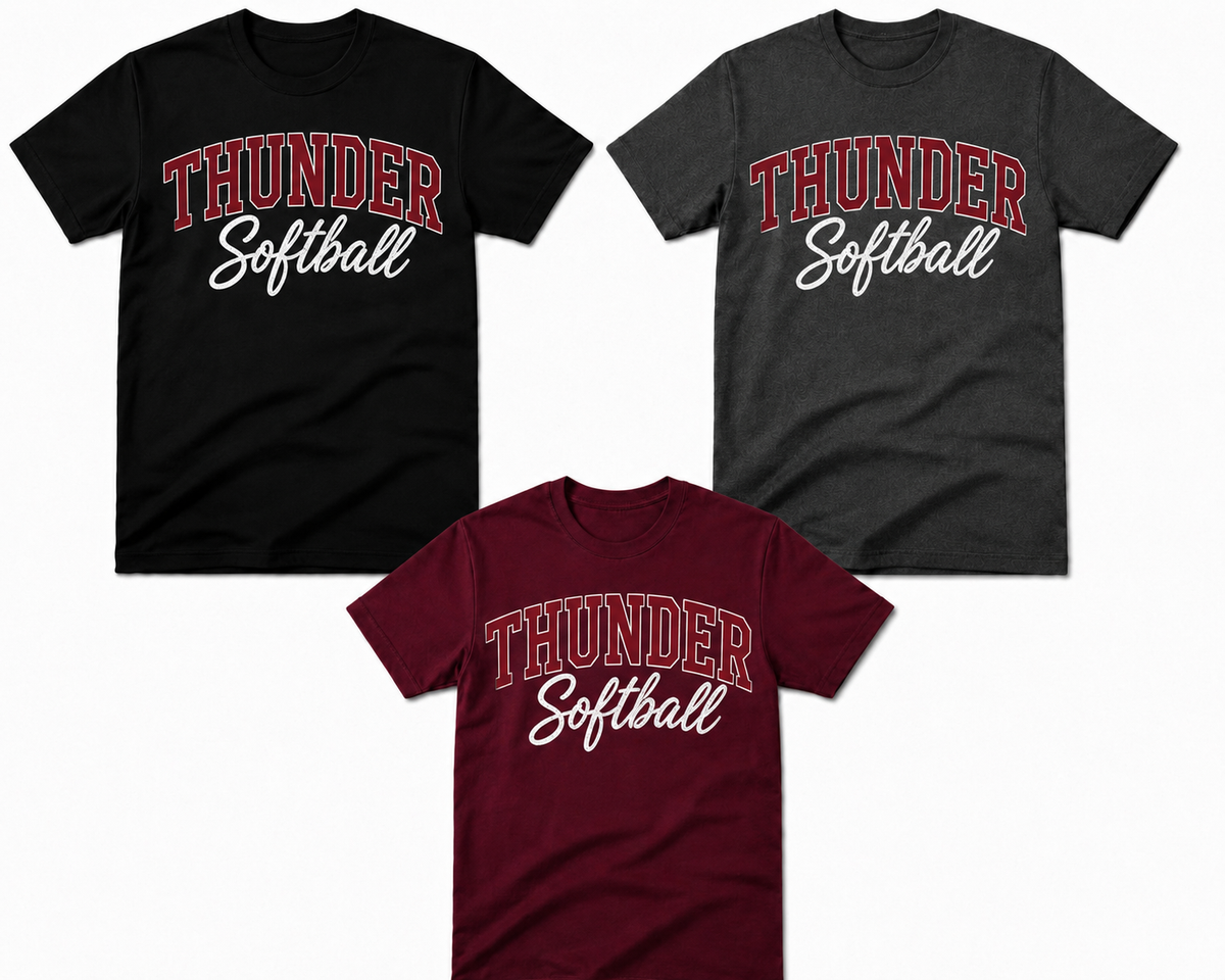 Thunder Softball - (Script Logo) Adult Shirts
