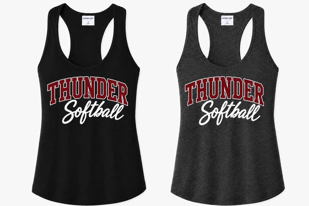 Thunder Softball- (Script Logo) Sport-Tek® Women's PosiCharge® Competitor™ Racerback Tank- Black or Gray