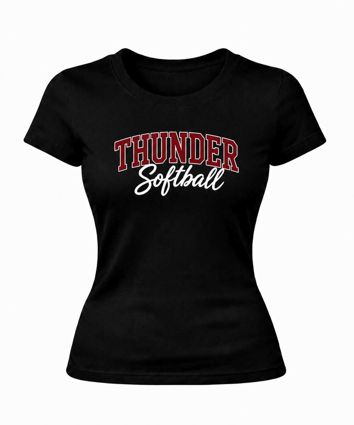 Thunder Softball- (Script Logo) Women's Black Shirt