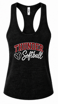 Thunder Softball- (Script Logo) BELLA + CANVAS Women's Jersey Racerback Tank- Dark Gray