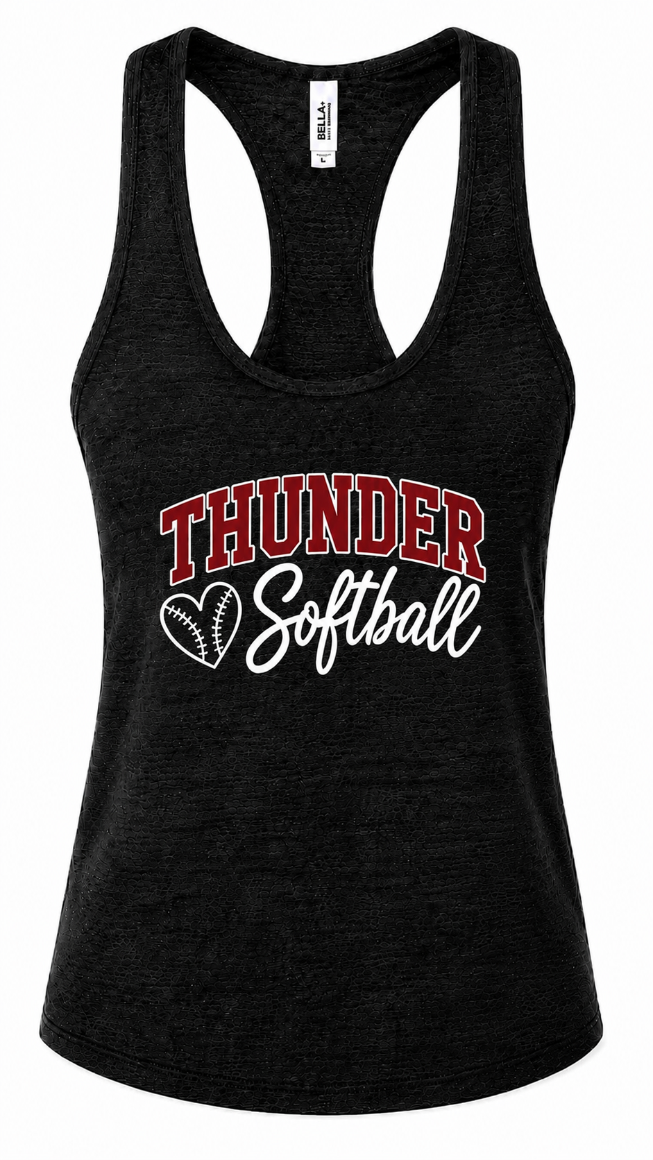 Thunder Softball- (Script Logo) BELLA + CANVAS Women's Jersey Racerback Tank- Dark Gray