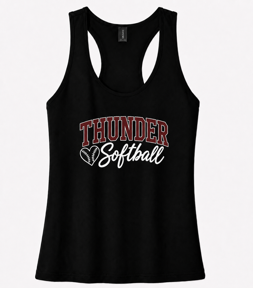Thunder Softball -(Script Logo) Gildan Softstyle® Women’s CVC Racerback Tank- Black (Copy)