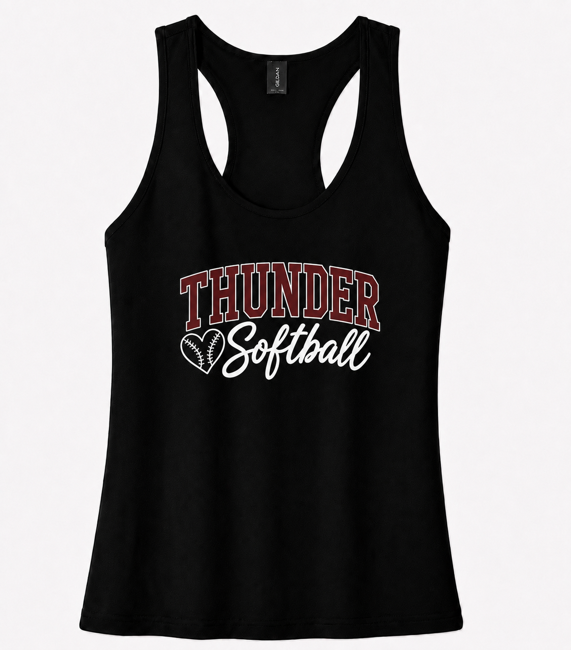 Thunder Softball -(Script Logo) Gildan Softstyle® Women’s CVC Racerback Tank- Black (Copy)
