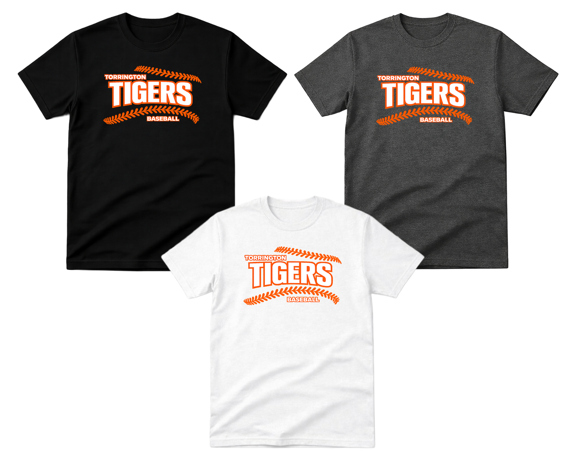 Torrington Tigers Baseball Stitch T-Shirt (White Text)