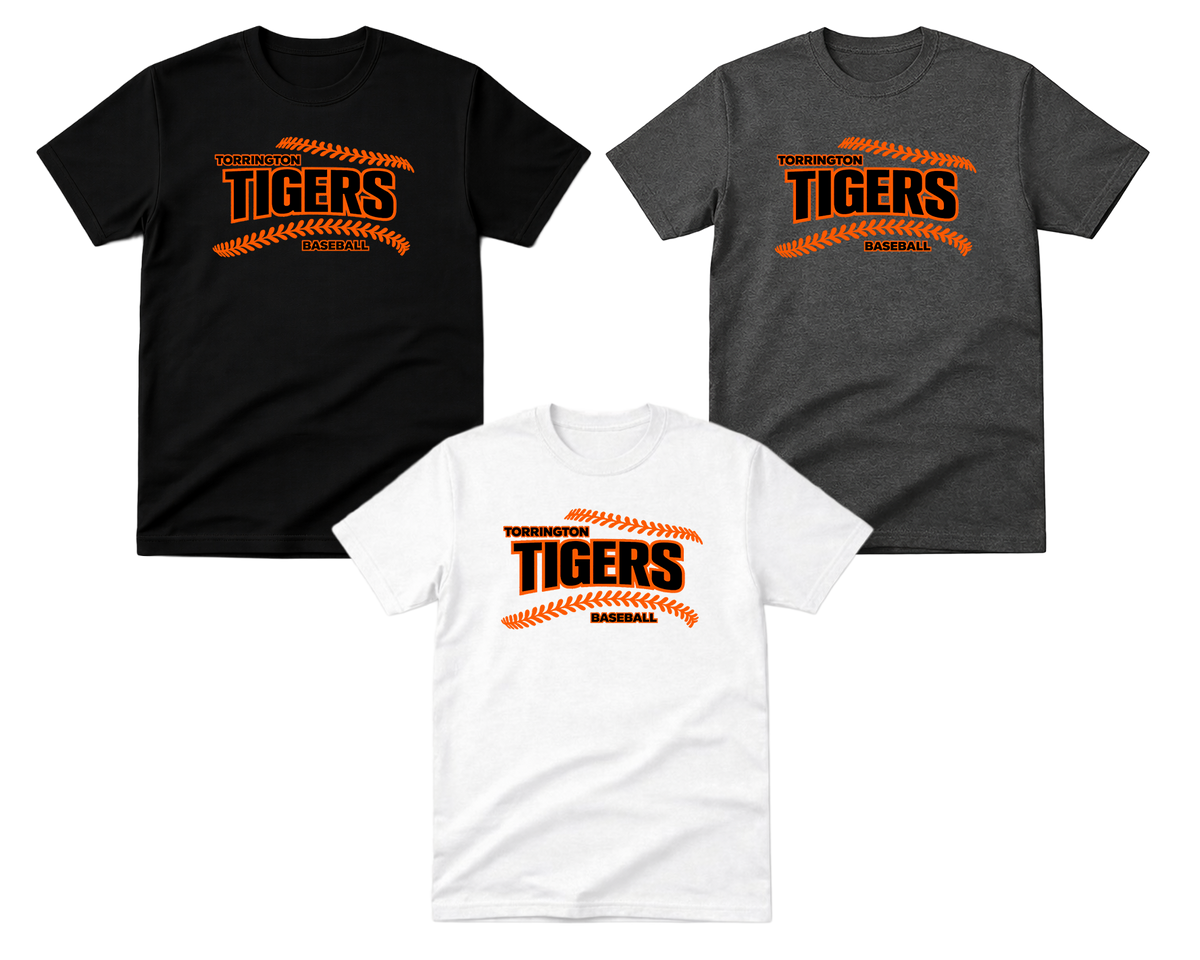 Torrington Tigers Baseball Stitch T-shirt (Black Text)